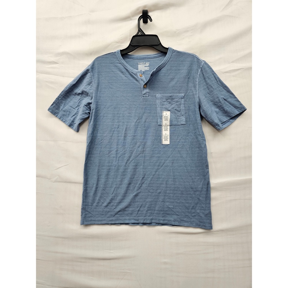 Cat & Jack Boys Henley Short Sleeve T-Shirt Blue Cotton Casual Size Large Husky